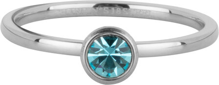 Charmin&#039;s Ring Birthstone Maart LichtBlauwe Kristal Staal Iconic look R1595