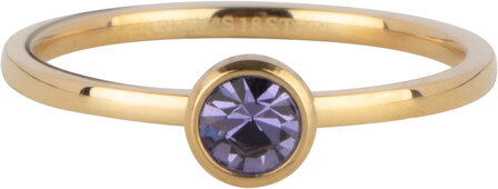 Charmin&#039;s Gold Colored Ring Birthstone February Purple Lilac Crystal Steel Iconic R1594