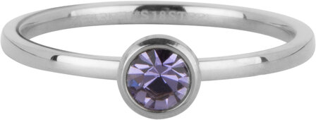 Charmin&#039;s Bague Pierre de Naissance F&eacute;vrier Violet Lilas Cristal Acier Iconique R1593