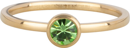 Charmin&#039;s Gold-Colored Ring Birthstone August Light Green Crystal Steel Iconic R1602