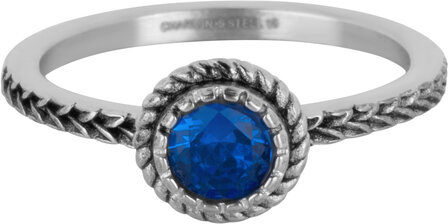 Bague Charmin Pierre de Naissance Septembre Bleu Fonc&eacute; Cristal Acier Vintage Iconique R1529