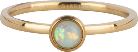 Charmin&#039;s Gold Ring Geburtsstein Oktober Opal/ Turmalin Stahl Ikonisch R1606