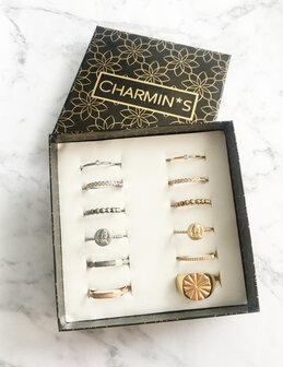 Charmin&rsquo;s goudkleurige stapelring R399 Brick goldplated staal