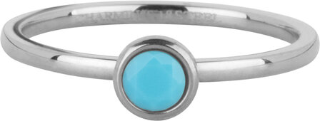 Charmin&rsquo;s Hartje Kinder Ring  Birthstone December Turkoois Kristal Staal Hartje Steen 4mm R1589