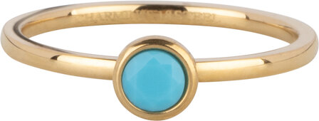 Charmin&#039;s Goudkleurige Ring Birthstone December Turkoois Kristal Staal Iconic R1608