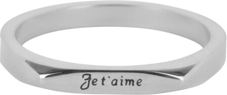 Charmin&#039;s Petite Zegelring met Gravure &quot;Je t&#039;aime&quot; Staal R1402 &ndash; Een Liefdevol Detail