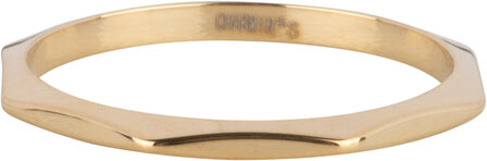 Charmin&#039;s Goudkleurige Ring met Acht Hoeken en Strak Design Staal R1636 &ndash; Modern met een Punk Twist