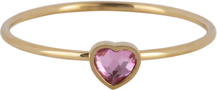 Charmin&#039;s Goudkleurige Ring met Champagnekleurige Hartsteen Staal R1586 &ndash; Birthstone November