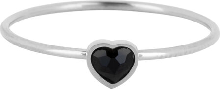 Charmins Ring mit Onyx Herzstein Stahl R1579 &ndash; Geburtsstein Juli