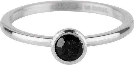 Charmin&#039;s Staal Ring Birthstone Juli Zwart Kristal Onyx Edelstaal Iconic R1021