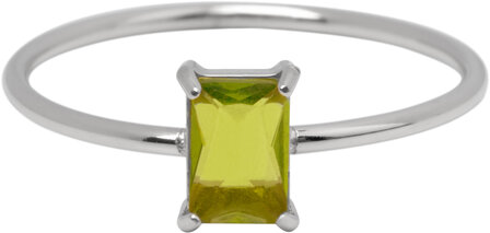 Charmin&#039;s Stalen Ring Rechthoekig Lichtgroen Steentje R1720 &ndash; Natuurlijke Frisheid 
