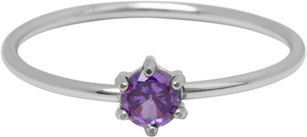 Charmin&#039;s Stalen Ring Rond Lila Steentje Crystal R1697 &ndash; Dromerig Detail
