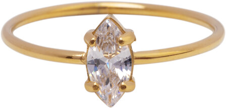 Charmin&#039;s Goudkleurige Ring met Ellipsvormig Wit Kristal Steentje R1683 &ndash; Tijdloze Elegantie