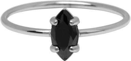 Charmin&#039;s Steel Ring with Elliptical Black Crystal Stone R1682 &ndash; Powerful Statement