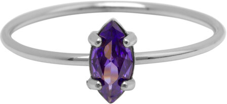 Charmin&#039;s Steel Ring with Elliptical Purple Crystal Stone R1677 &ndash; Soft Color