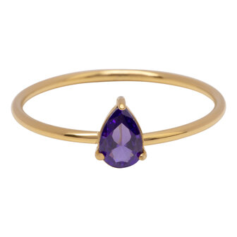 Charmin&#039;s Goudkleurige Ring met Druppelvormig Lila Kristal Steentje R1747 &ndash; Zachte Glamour 