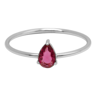 Charmin&#039;s Steel Ring with Teardrop-Shaped Pink Crystal Stone R1735 &ndash; Loving Look