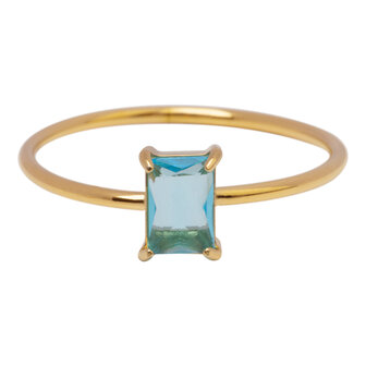 Charmin&#039;s Gold-Colored Ring Rectangular Light Blue Stone R1729 &ndash; Icy Soft