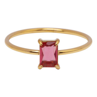Charmin&#039;s Goldfarbener Ring Rechteckiger Rosa Stein R1725 &ndash; Sanfter Kontrast