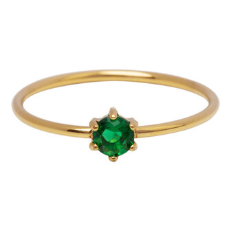 Charmin&#039;s Gold-Colored Ring Round Dark Green Stone Crystal R1711 &ndash; Deep Green Detail