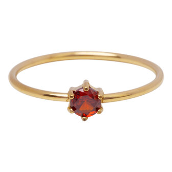 Charmin&#039;s Goudkleurige Ring Rond Ruby Rood Steentje Crystal R1706 &ndash; Glamour Touch