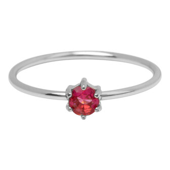 Charmin&#039;s Steel Ring Round Pink Stone Crystal R1695 &ndash; Soft and Feminine
