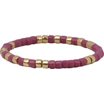 Charmin&#039;s  Miyuki Kralen Goud Fuchsia Anxiety Fidget Ring R1659