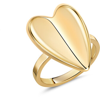 Charmin&#039;s Goudkleurige Chunky Ring met Hartvorm Staal R R1847 &ndash; Krachtig en Groot