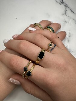 Charmin&#039;s Stalen Dubbele Ring met Zwart Hartje R1513 &ndash; Avant-garde liefde