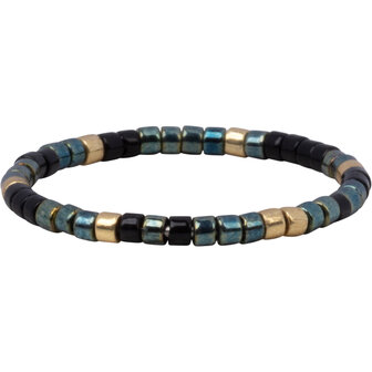 Charmin&#039;s Miyuki Kralen Goud Zwart Blauw Groen Anxiety Fidget Ring R1661