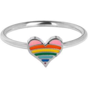 KIDZ Kinderring Staal met Regenboog Hartje KR180&ndash; Kleurrijk en vrolijk