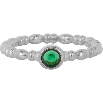 Charmin&#039;s Stalen Ring met Donker Groen Rond Steentje R1507 &ndash; Vintage en fris
