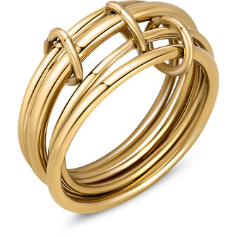 Charmin&#039;s Goudkleurige Chunky Ring met Vijf Dunne Ringen R1850