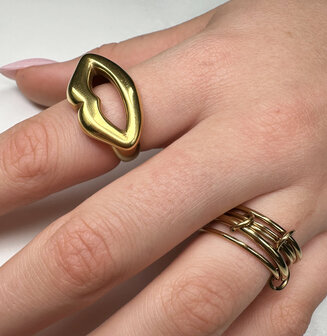 Charmin&#039;s Goudkleurige Chunky Ring met Vijf Dunne Ringen R1850