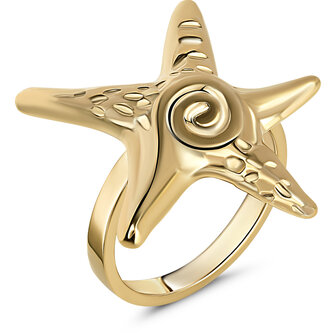 Charmin&#039;s Goudkleurige Chunky Ring Als een Zee Ster R1849 &ndash; Krachtig en Licht