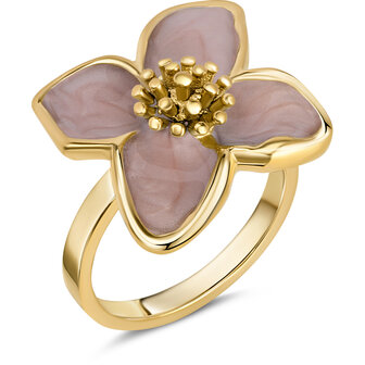 Charmin&#039;s Goudkleurige Chunky Ring met Roze Bloem R1835 &ndash; Trendy en Licht