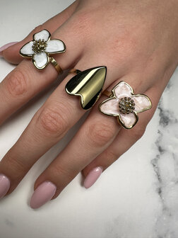 Charmin&#039;s Goudkleurige Chunky Ring met Hartvorm Staal R R1847 &ndash; Krachtig en Groot