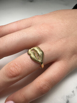 Charmin&#039;s Goudkleurige Chunky Ring Met Een Mooie Mond R1833 &ndash; Elegant en Sensueel