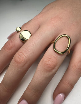 Charmin&#039;s Goudkleurige Chunky Ring met Ovale Vorm Staal R1770 &ndash; Krachtig en Groot