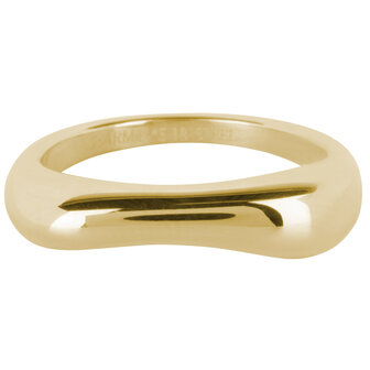 Charmins Goldfarbener Ring Weich Gew&ouml;lbt und Abgerundete Kugeln Stahl R1371