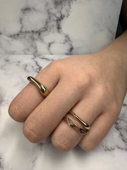 Charmins Goldfarbener Ring Weich Gew&ouml;lbt und Abgerundete Kugeln Stahl R1371