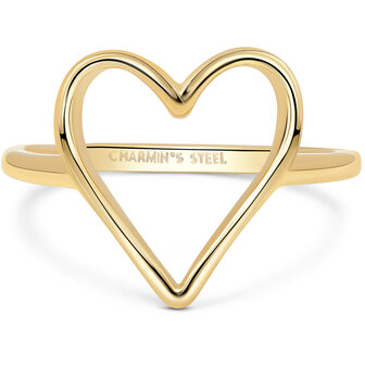 Charmin's Goudkleurige Ring met Hartvorm Staal R R1769 &ndash; Ruimtelijk en Elegant.