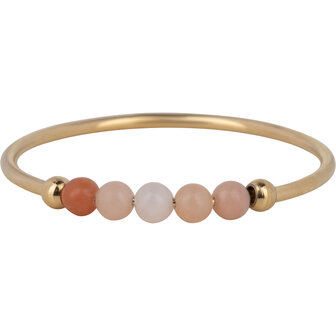 Bague d'anxi&eacute;t&eacute; multicolore Charmin Pierres naturelles Perle de pierre de lune p&ecirc;che Acier R1197