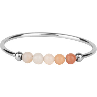 Charmin's Bague d'Anxi&eacute;t&eacute; Pierres Naturelles Perle de Pierre de Lune P&ecirc;che Acier R1307