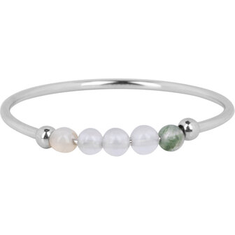 Charmin's Anxiety Ring NaturalStones Mosagaat Beads Staal R1328
