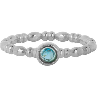Charmin's Stalen Ring met lichtblauw Rond Steentje R1509 &ndash; Vintage en strak