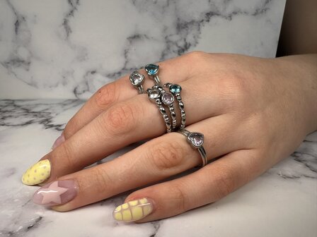 Charmin's Stalen Ring met Kristal Rond Steentje R1501 &ndash; Vintage en strak