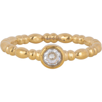 Charmin's Goudkleurige Ring met Kristal Rond Steentje R1502 &ndash; Speels en Elegant