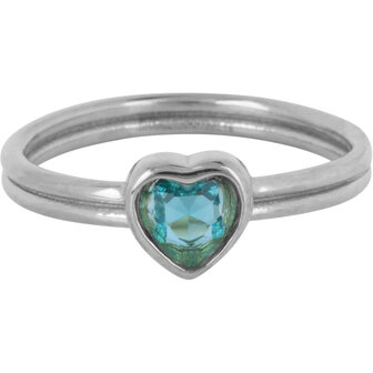 Charmin's Stalen Dubbele Ring met Kristal Blauw Hartje R1519 &ndash; Avant-garde liefde