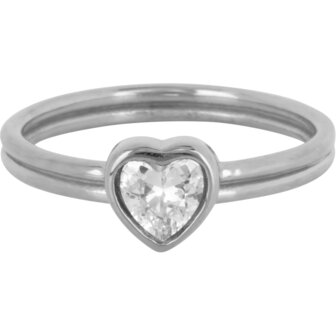 Charmin's Stalen Dubbele Ring met Kristal Hartje R1511 &ndash; Avant-garde liefde